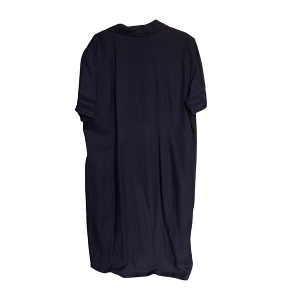 Jessica Howard Navy Blue Button Up Linen Dress Sz 20 Preppy Taillored Academia - Picture 2 of 14